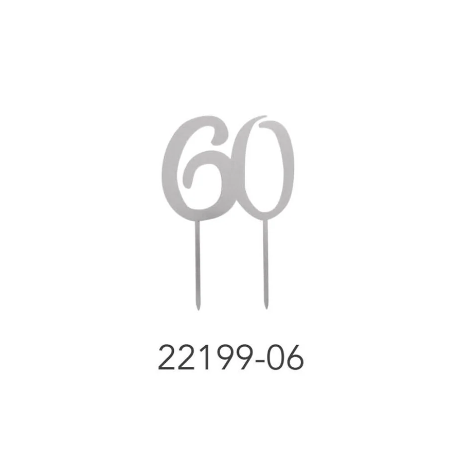 Cake Topper Jumbo Numbers Ages Silver 60