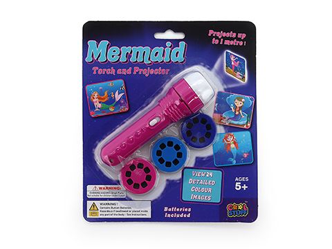 LED PROJECTOR TORCH W/MERMAID SLIDES