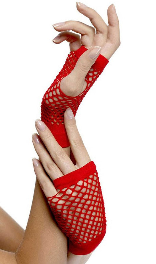 Red Fishnet Hand Gloves