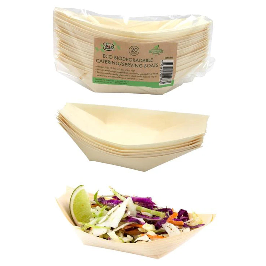 ECO Bamboo Catering/Serving Boats - 13.5CM x 7.5CM-20PK