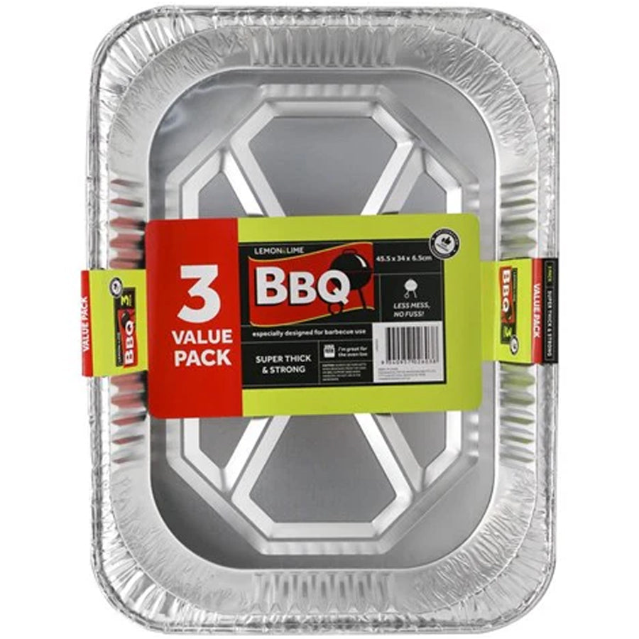 FOIL BAKING TRAYS 3PK LARGE 45.5X34X6.5CM