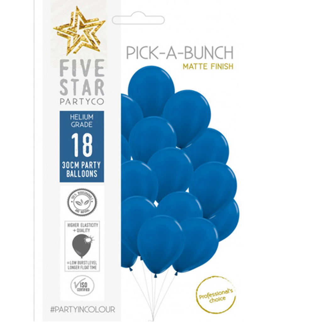 Matte Royal Blue 30cm Round Balloon 18pk