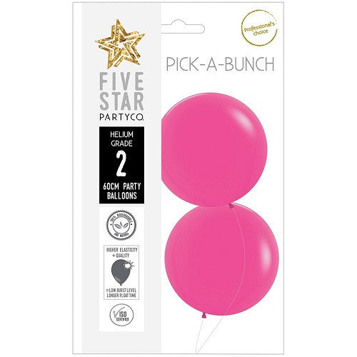 Matte Fuchsia 60cm Round Balloons 2pk