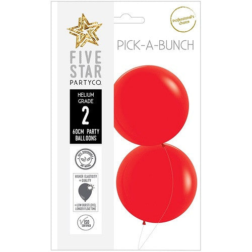 Matte Red 60cm Round Balloons 2pk