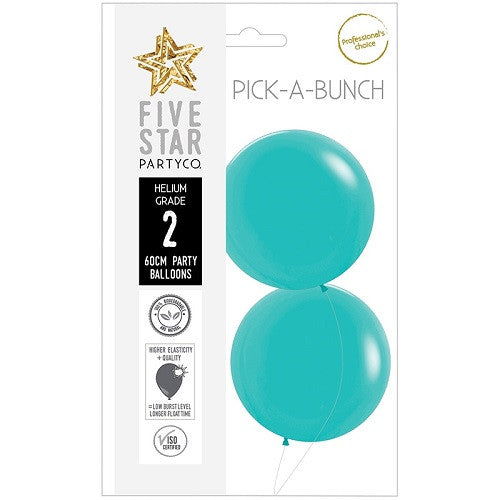 Matte Caribbean Blue 60cm Round Balloons 2pk