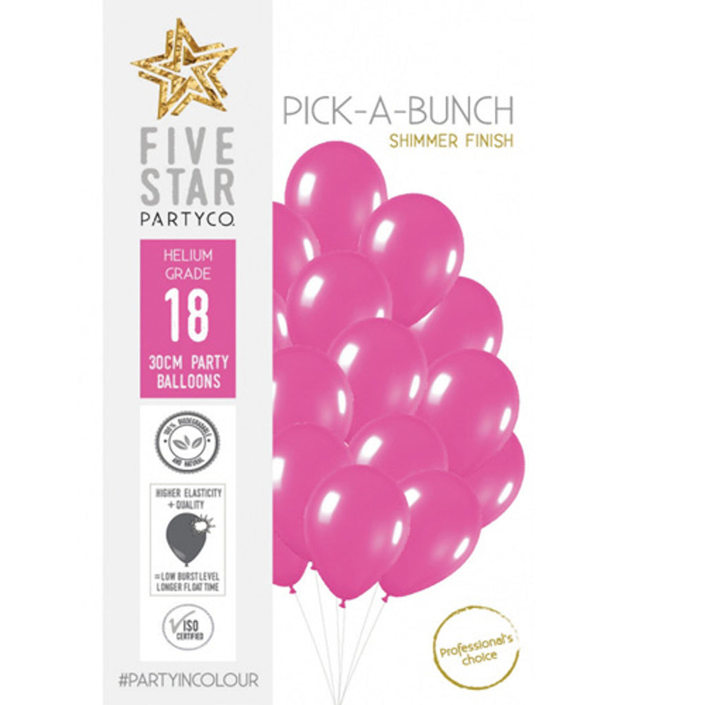 Shimmer Fuchsia 30cm Round Balloon 18pk