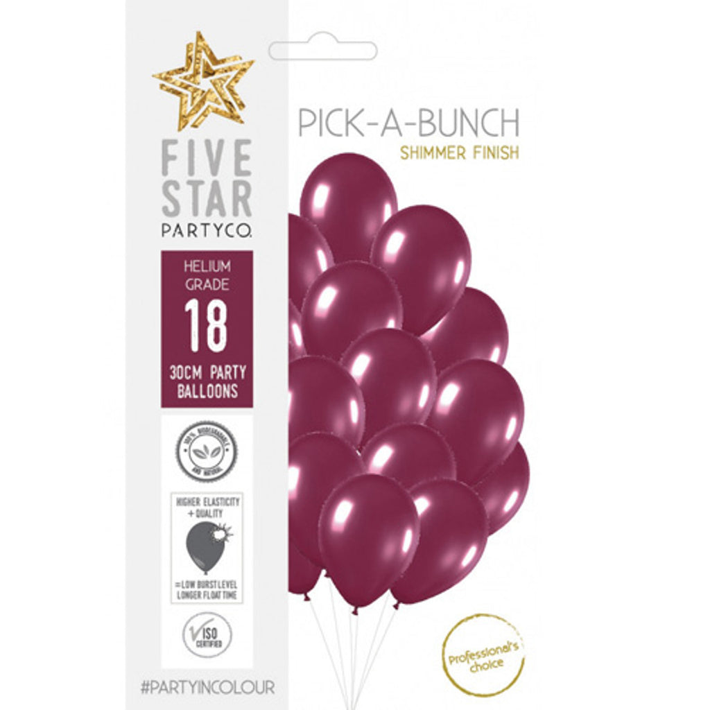 Shimmer Burgundy 30cm Round Balloon 18pk