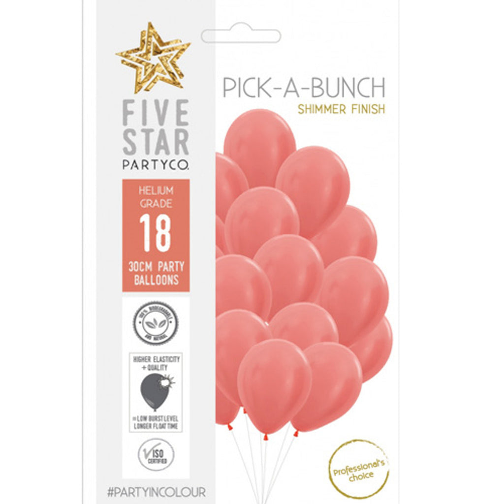 Shimmer Rose Gold 30cm Round Balloon 18pk