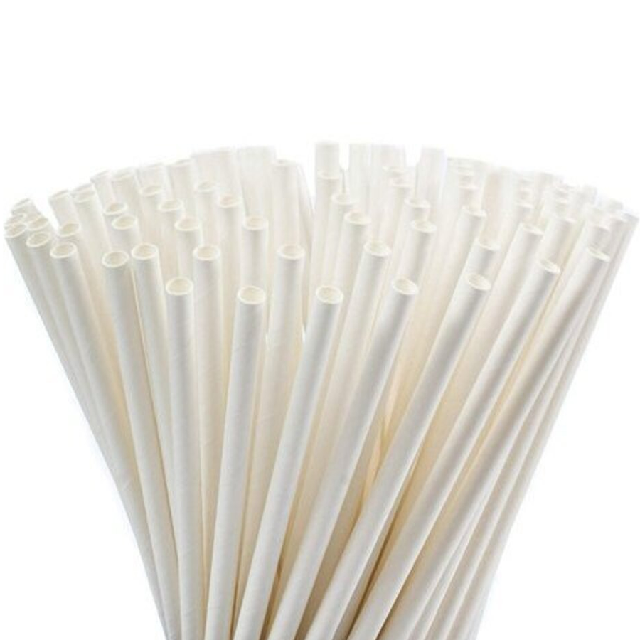 FSC WHITE JUMBO PAPER STRAW 10X197MM PK40