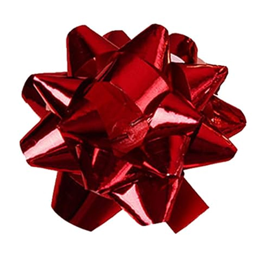 GIFT BOW STAR SHAPE 25CM METALLIC RED