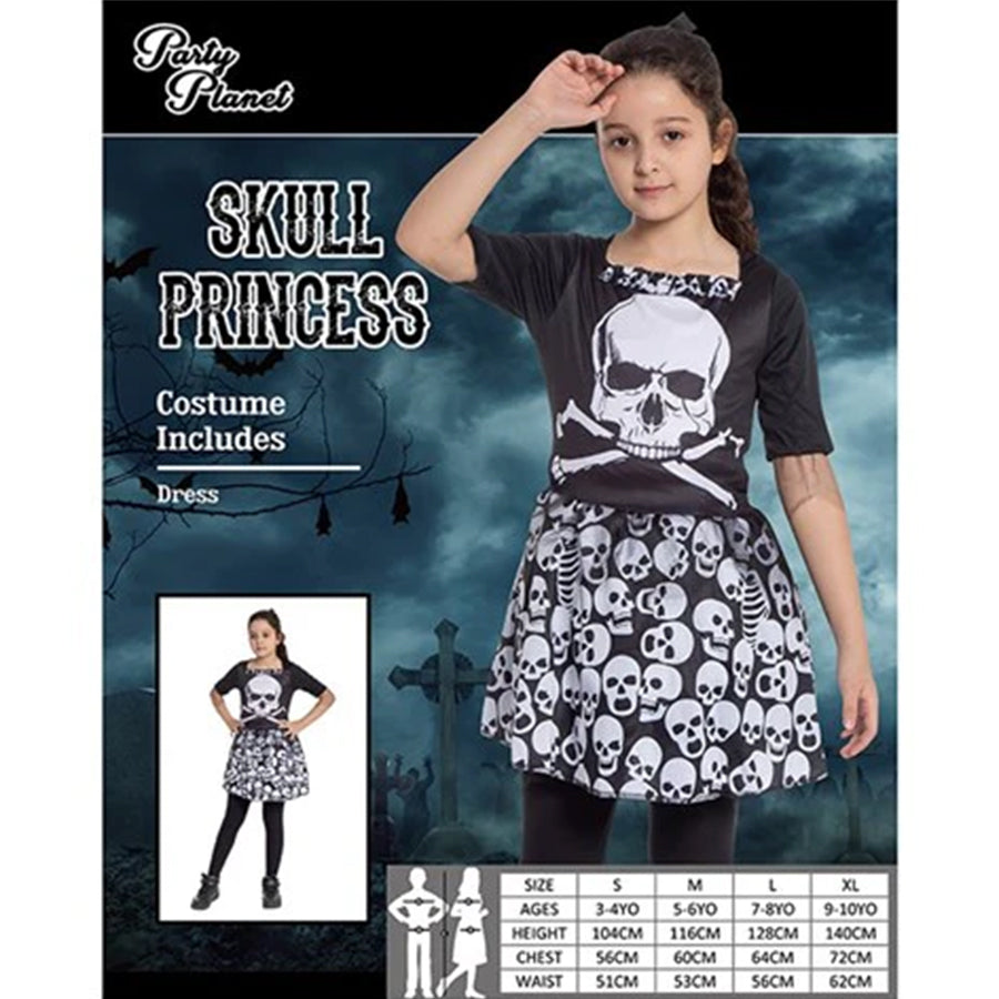 GIRLS HWEEN SKULL DRESS- SIZE MED &amp; LRG