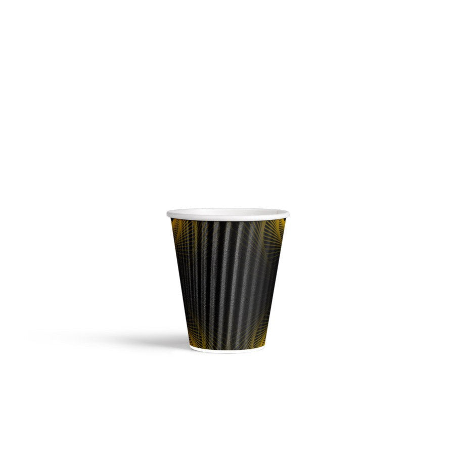 250ml/8oz Black Triple Wall Ripple Paper Coffee Cup Pk25