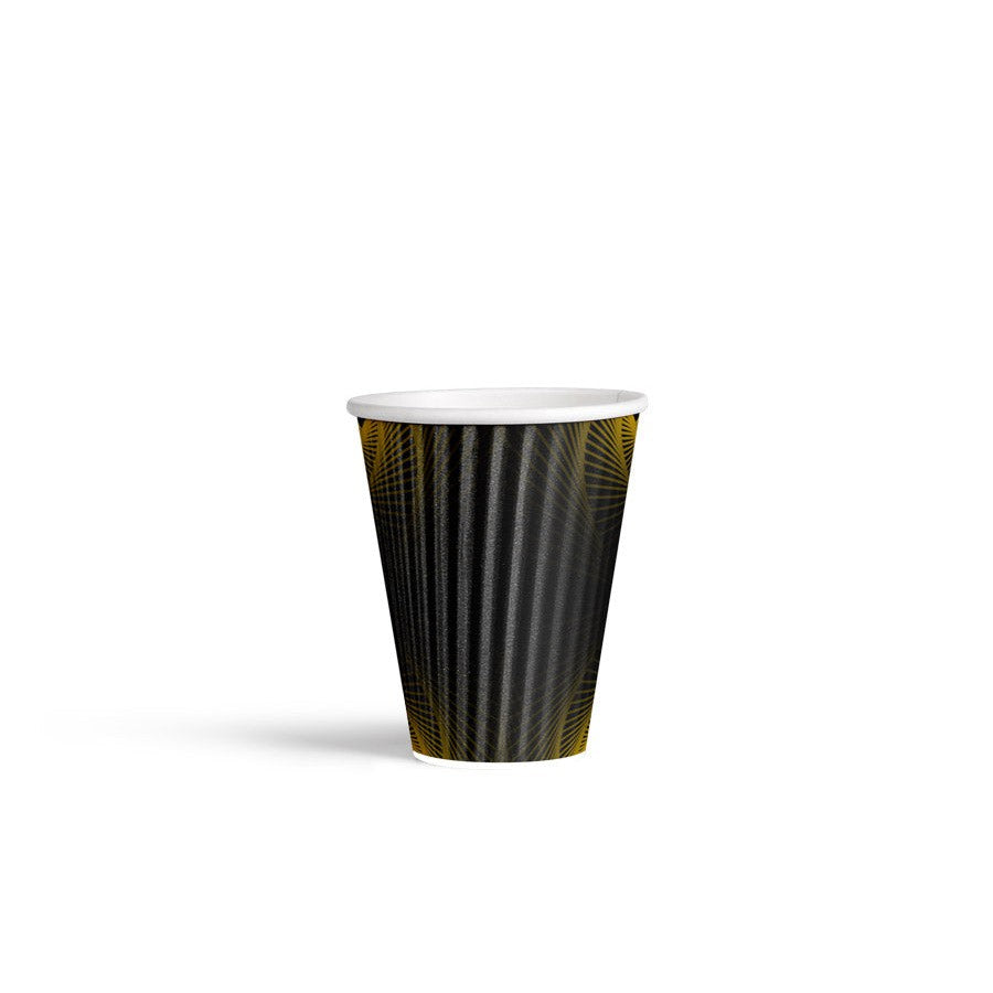 350ml/12oz Black Triple Wall Ripple Paper Coffee Cup Pk25