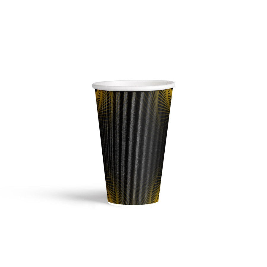 480ml/16oz Black Triple Wall Ripple Paper Coffee Cup Pk25