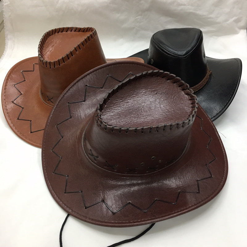 PARTY HAT COWBOY FAUX LEATHER 3COLS