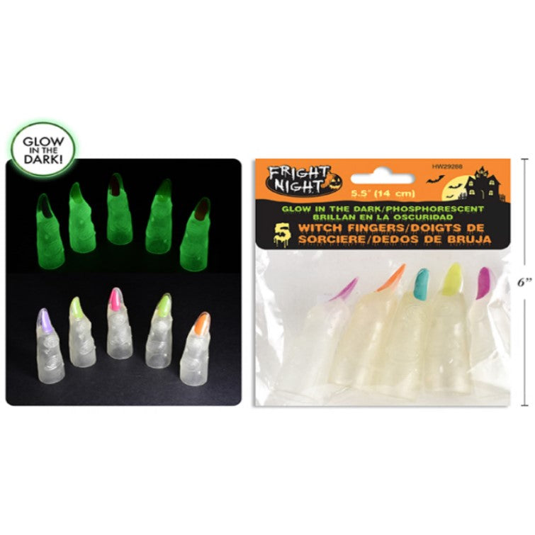 Hween GID Witch Fingers 5pk 6.35cm