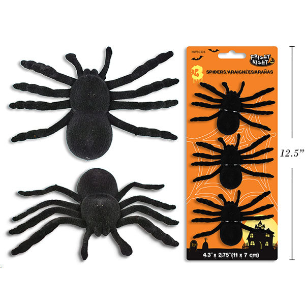 Hween Flocked Spider 3pk 11x7cm