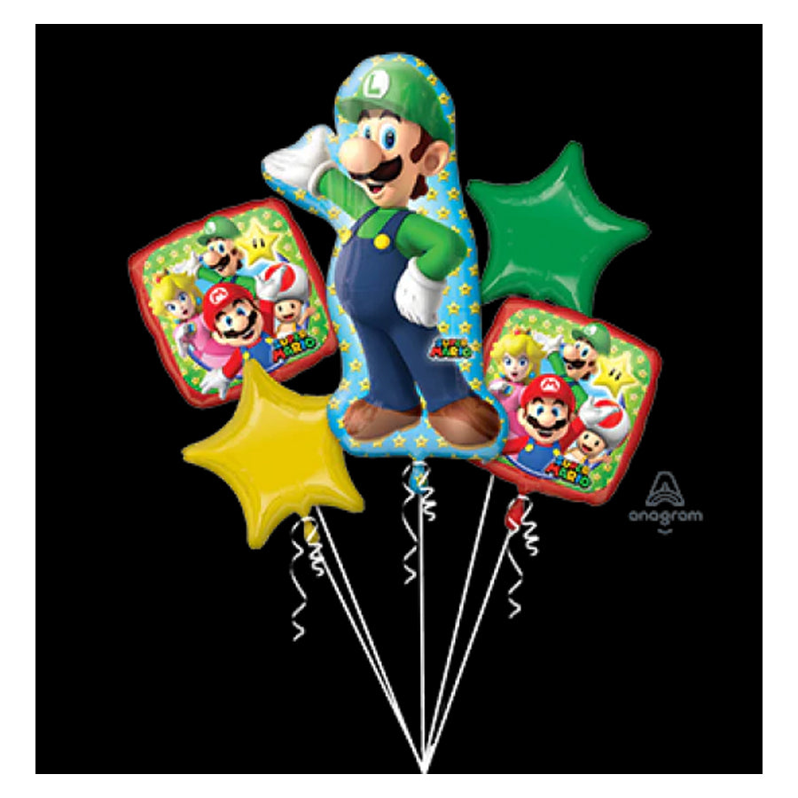 Luigi 5 Balloons Bouquet