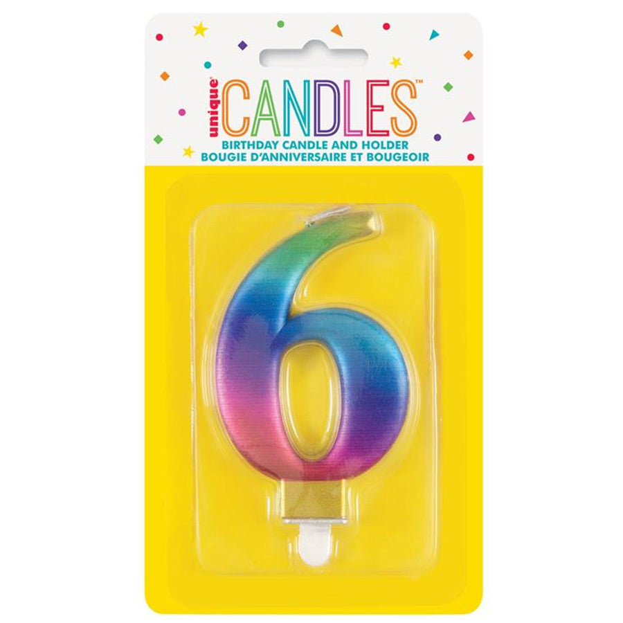 MET RAINBOW B'DAY CANDLE - NUMBER 6