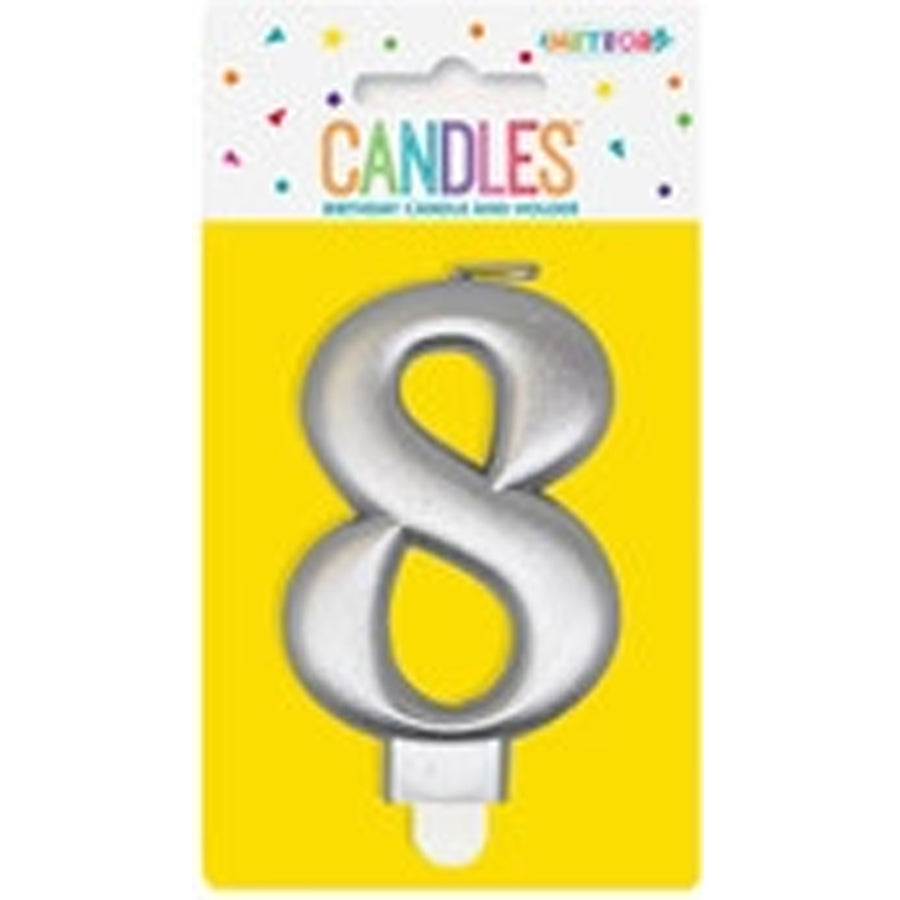 METALLIC GOLD B'DAY CANDLE - NUMBER 8