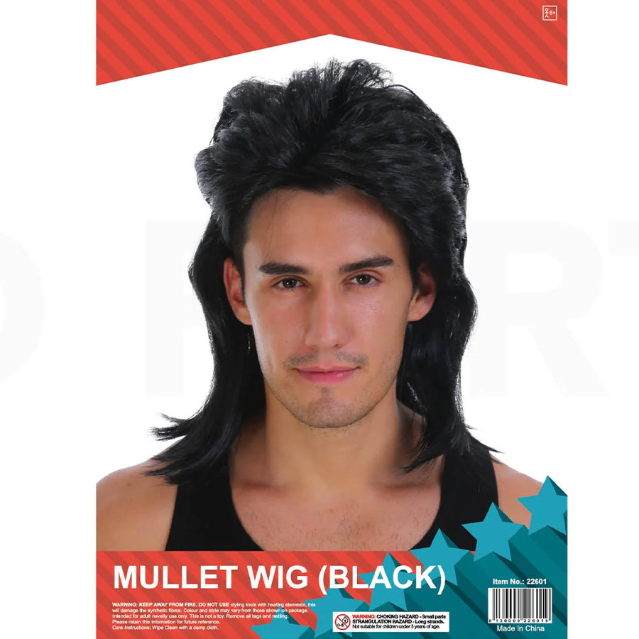 Mens Mullet Wig (Black)