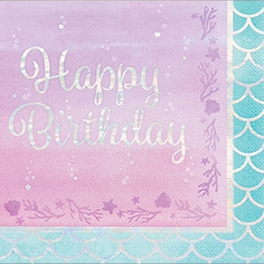 Mermaid Shine Iridescent Lunch Napkins Happy Birthday