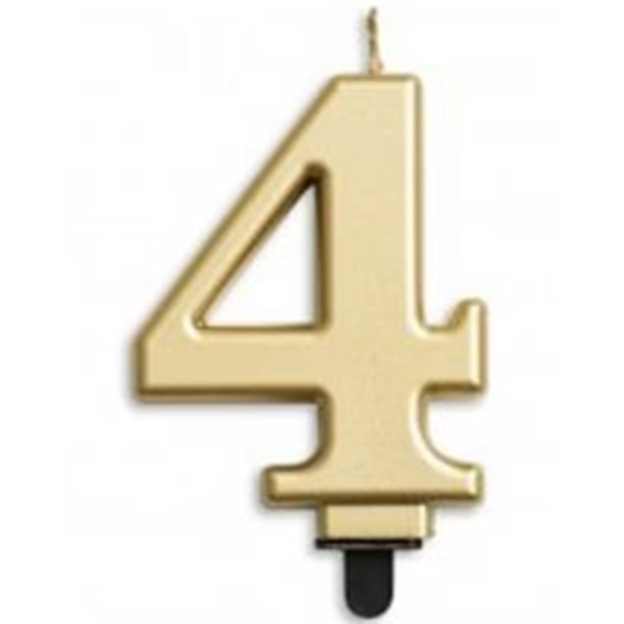 Numeral Candle 4 - Metallic Gold