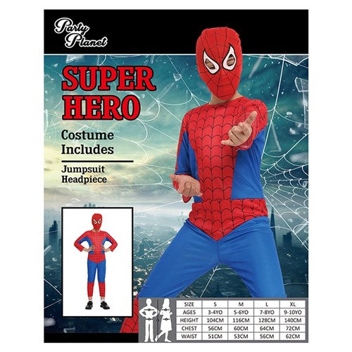 LARGE SUPERHERO SPIDER-MAN COSTUM-INCLUDES JUMPSUIT, HEADPIECEE