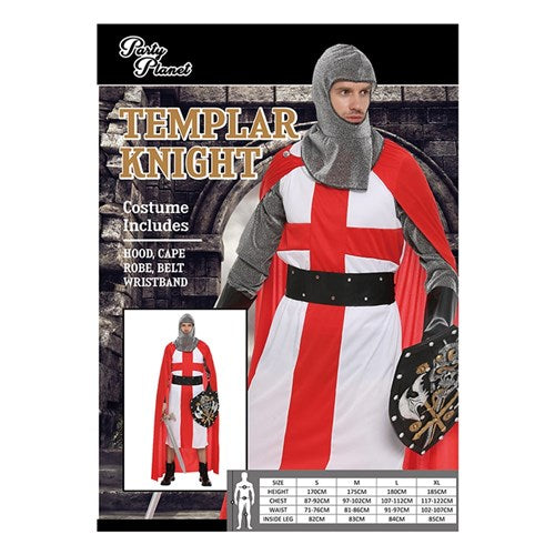 TEMPLAR KNIGHT-LRG INCLUDING HOOD, CAPE, ROBE, BELT, WRISTBAND