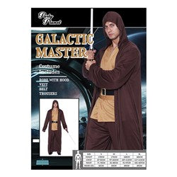 MENS GALACTIC MASTER COSTUME SIZE L INCLUDING ROBE W/HOOD, VEST, BELT, TROUSERS