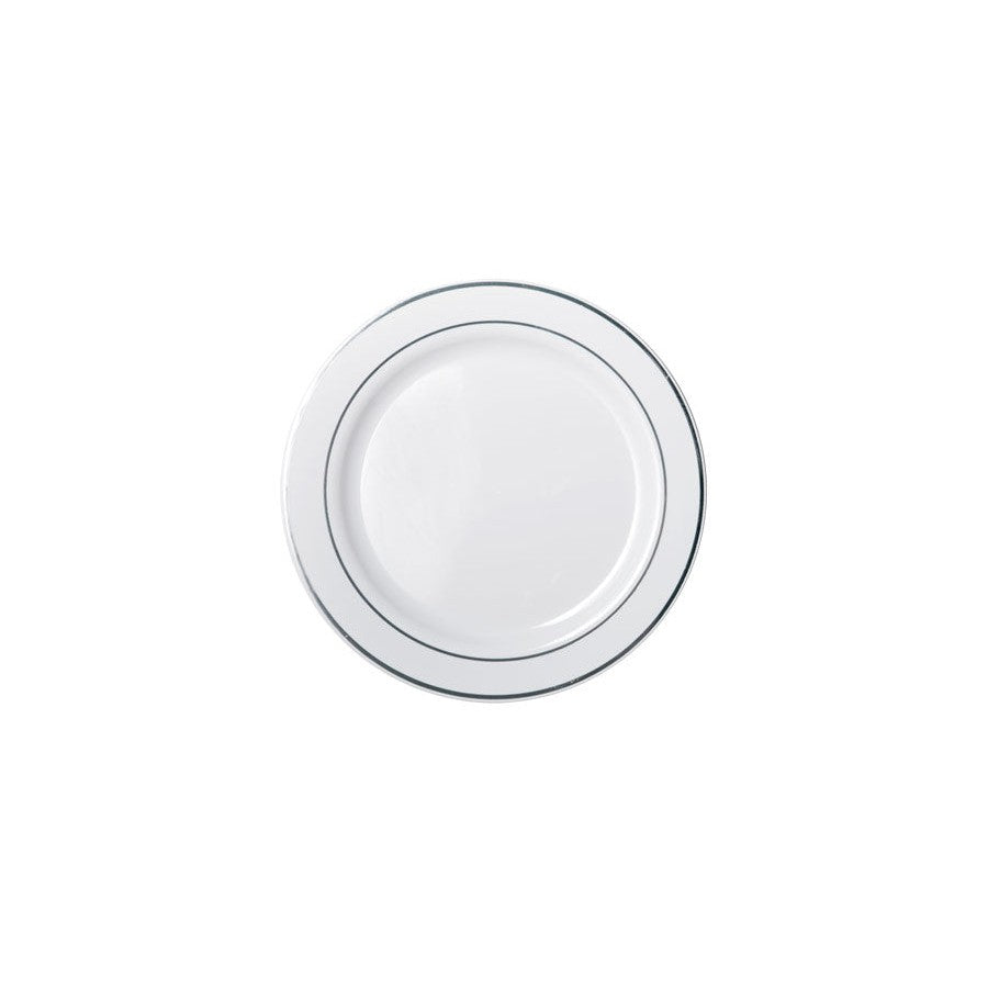 Heavy Duty Lunch Plate With Silver Lining 19CM PK6