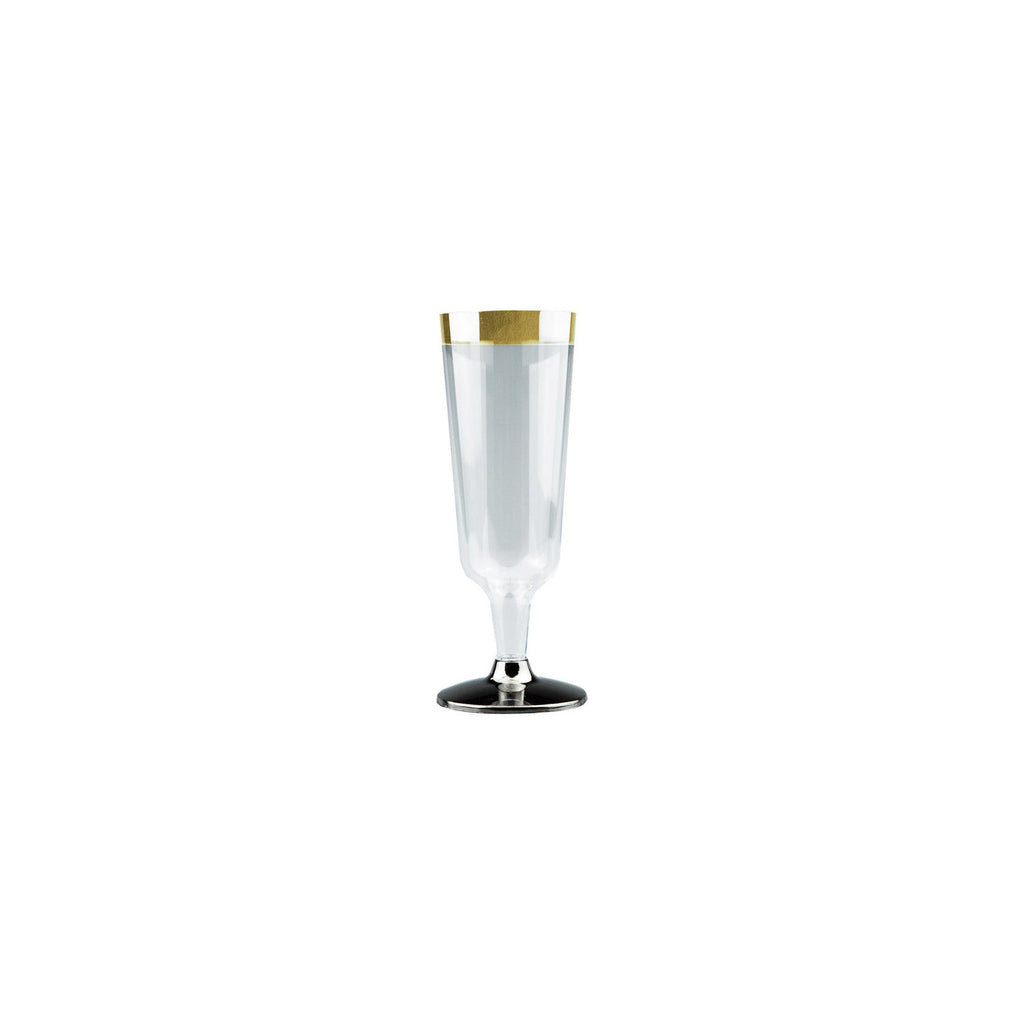 150mL Champagne Glass With Gold Rim Clear Base PK6