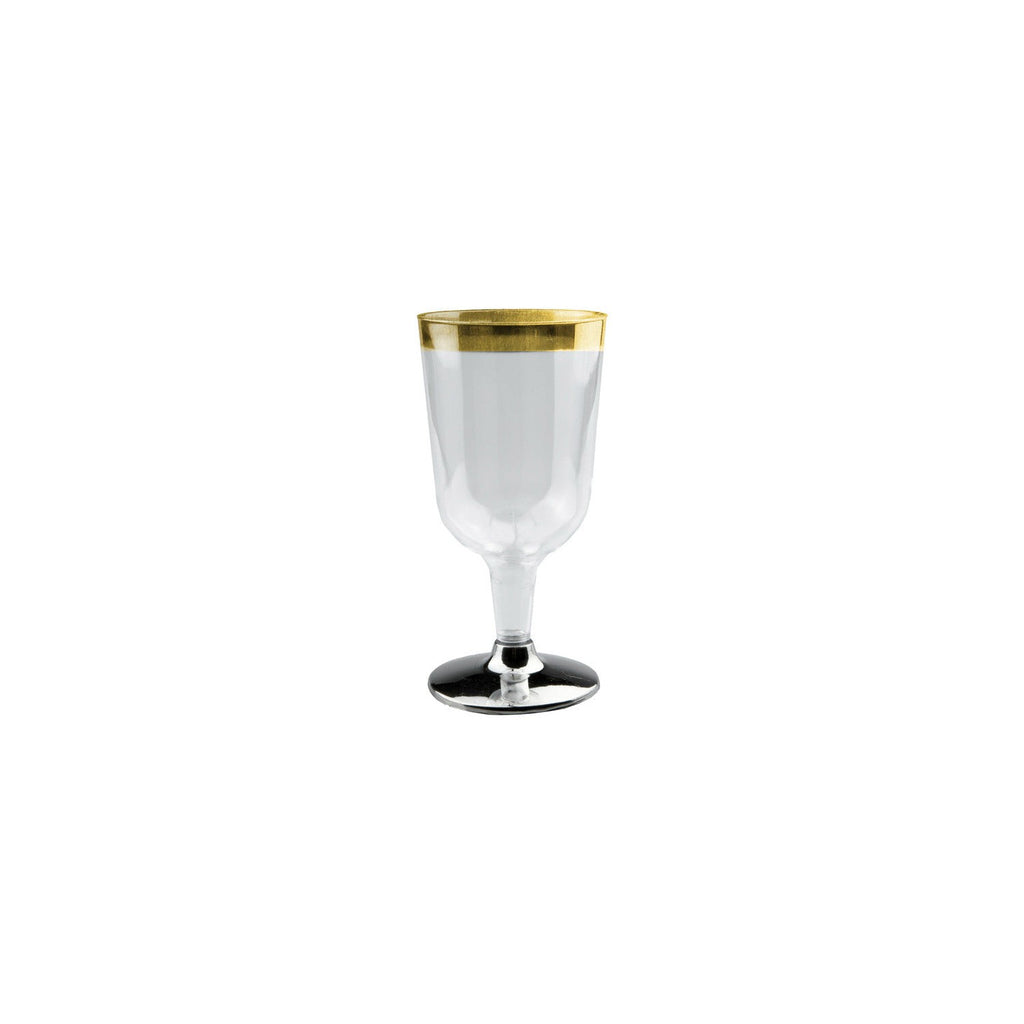 210mL Wine Glass With Gold Rim Clear Base PK6