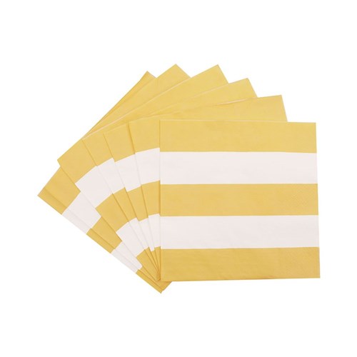 20 2PLY 33X33CM YELLOW STRIPED NAPKINS