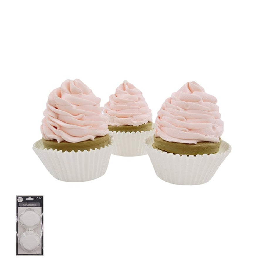 100 White Paper Cupcake Liners - Top:7.5cm Bottom:5cm H:3cm