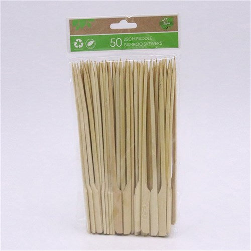 25CM 50PK PADDLE BAMBOO SKEWERS