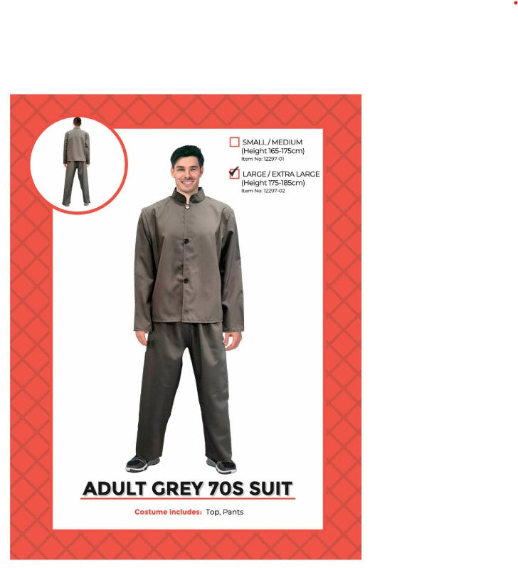 Adult Grey 70's Suit Set X/XL