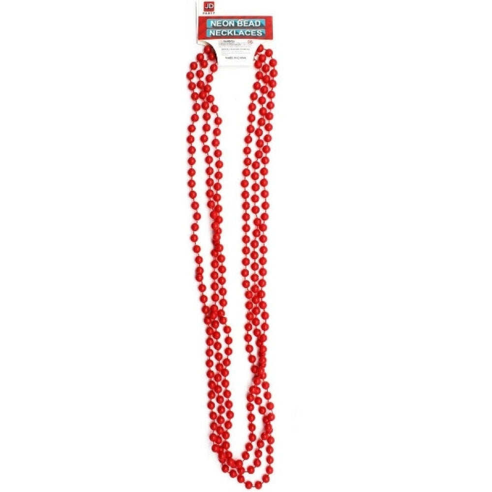 Neon Beaded Necklace (Red) 3pk