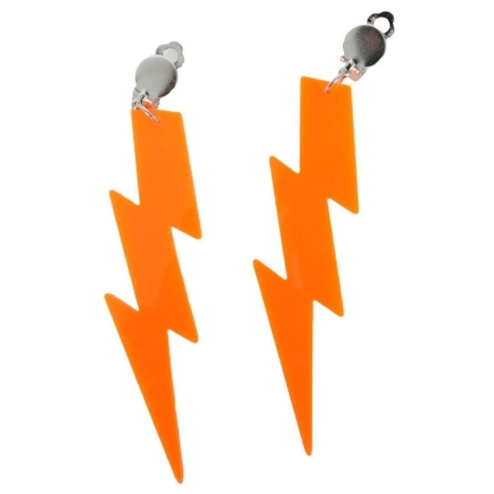 80s Lightning Earrings Clip on (Orange)