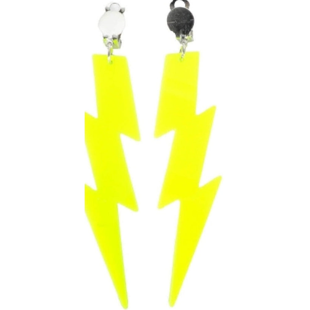 80s Lightning Earrings Clip on (Yellow)