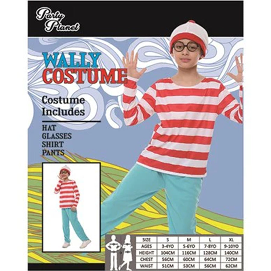 WALLY RED AND WHITE STRIPED COSTUME-XLRG INCLUDING HAT, GLASSES, SHIRT PANTS