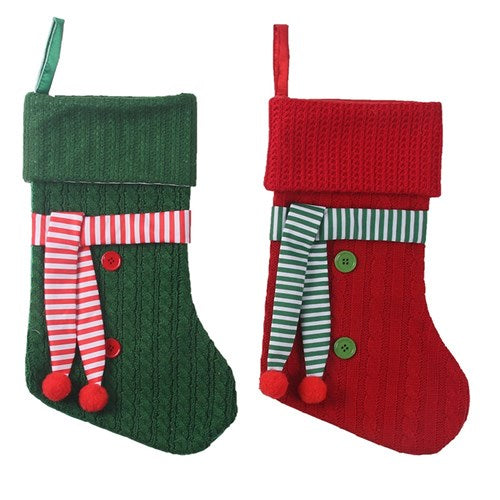 2A 46X25CM CHRISTMAS STOCKINGS W/SCARF