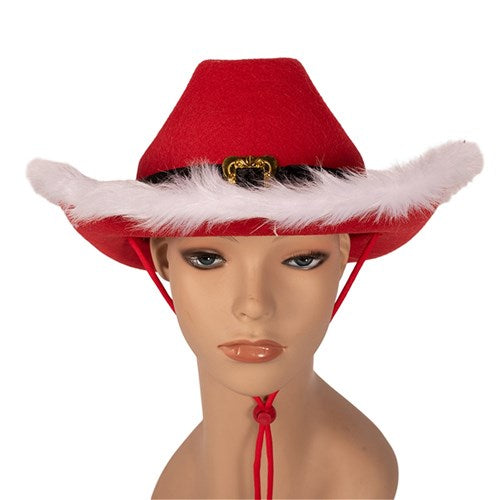 RED CHRISTMAS COWBOY HAT