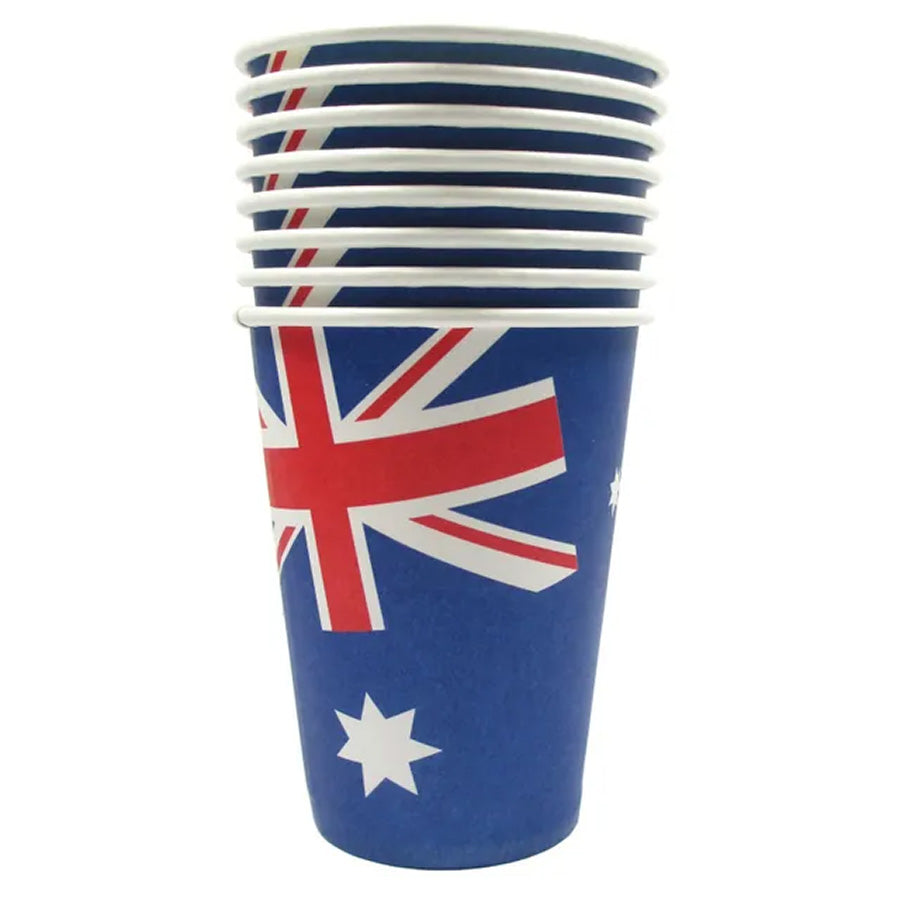 AUSTRALIA FLAG PAPER CUPS 9OZ 12PK