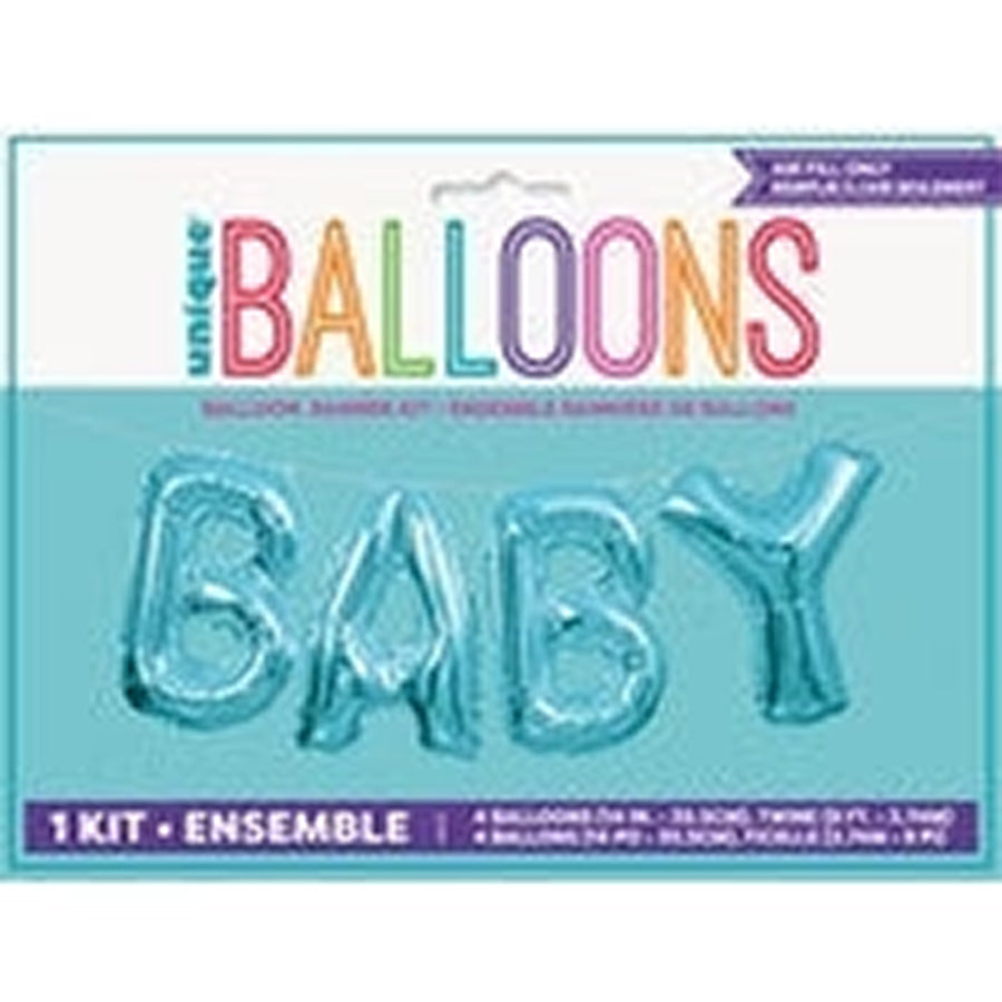 "Baby" Blue 35.5cm (14") Foil Letter Balloon Kit