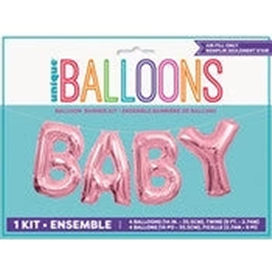 "Baby" Pink 35.5cm (14") Foil Letter Balloon Kit