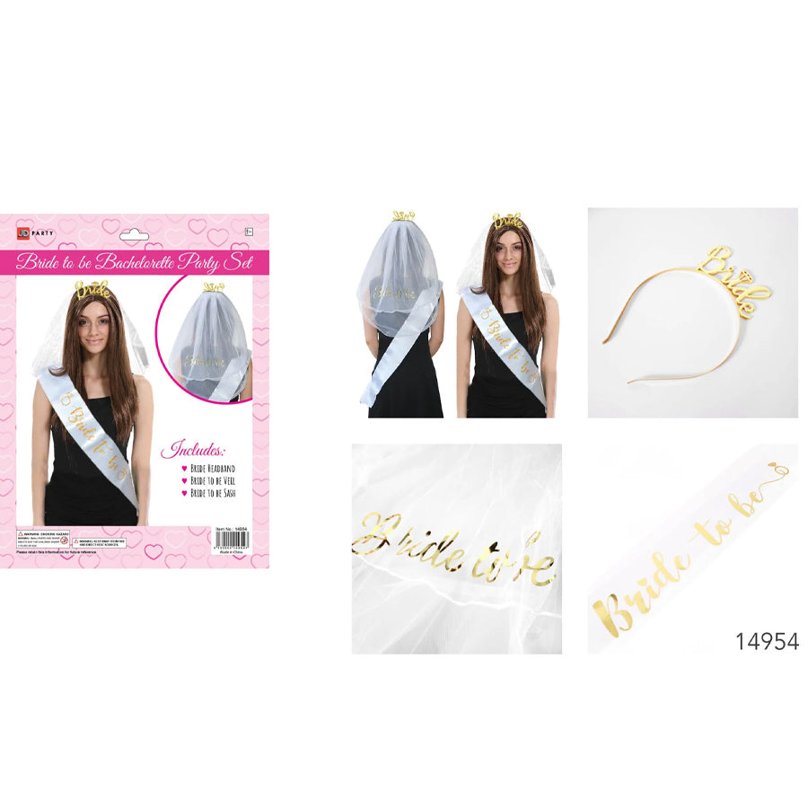 Bachelorette Party Set Veil, Headband and Sash Set