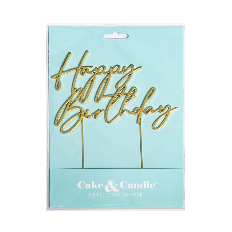 GOLD Metal Cake Topper - HAPPY BIRTHDAY