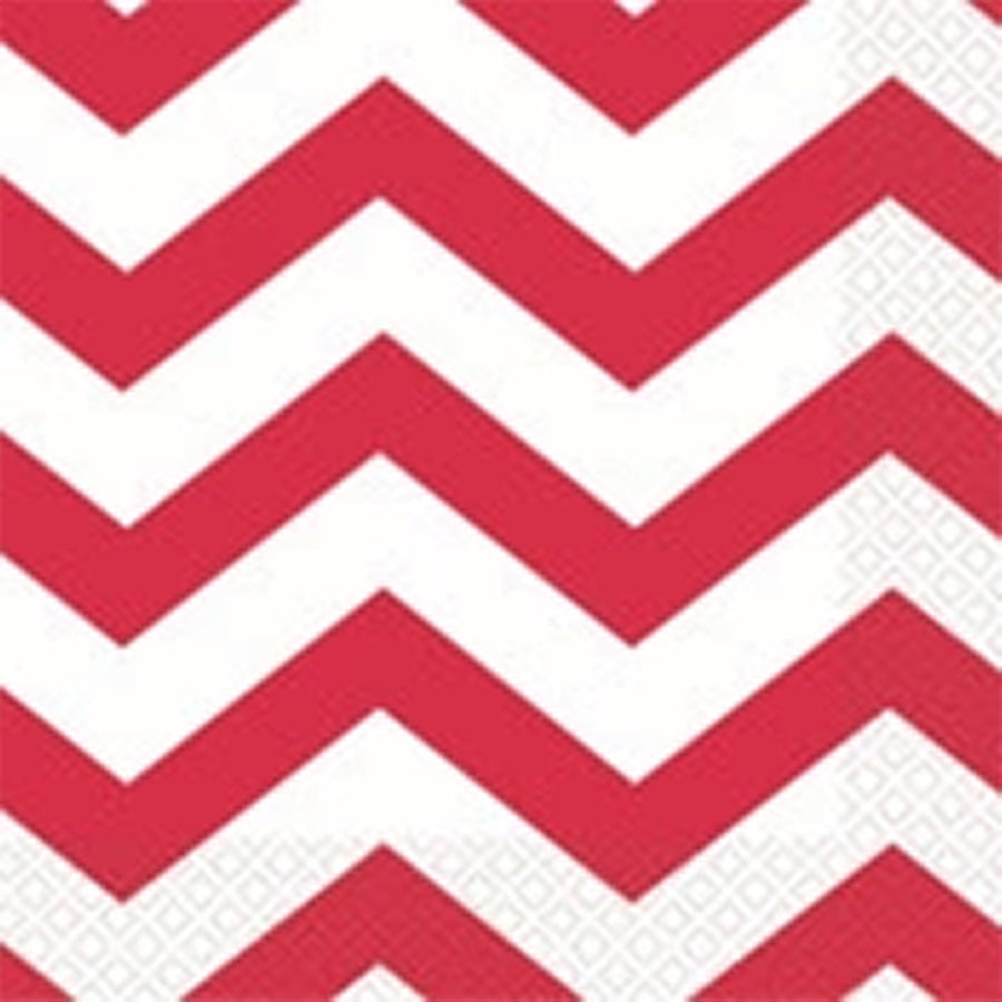 CHEVRON 16 BEV NAPKINS - RED