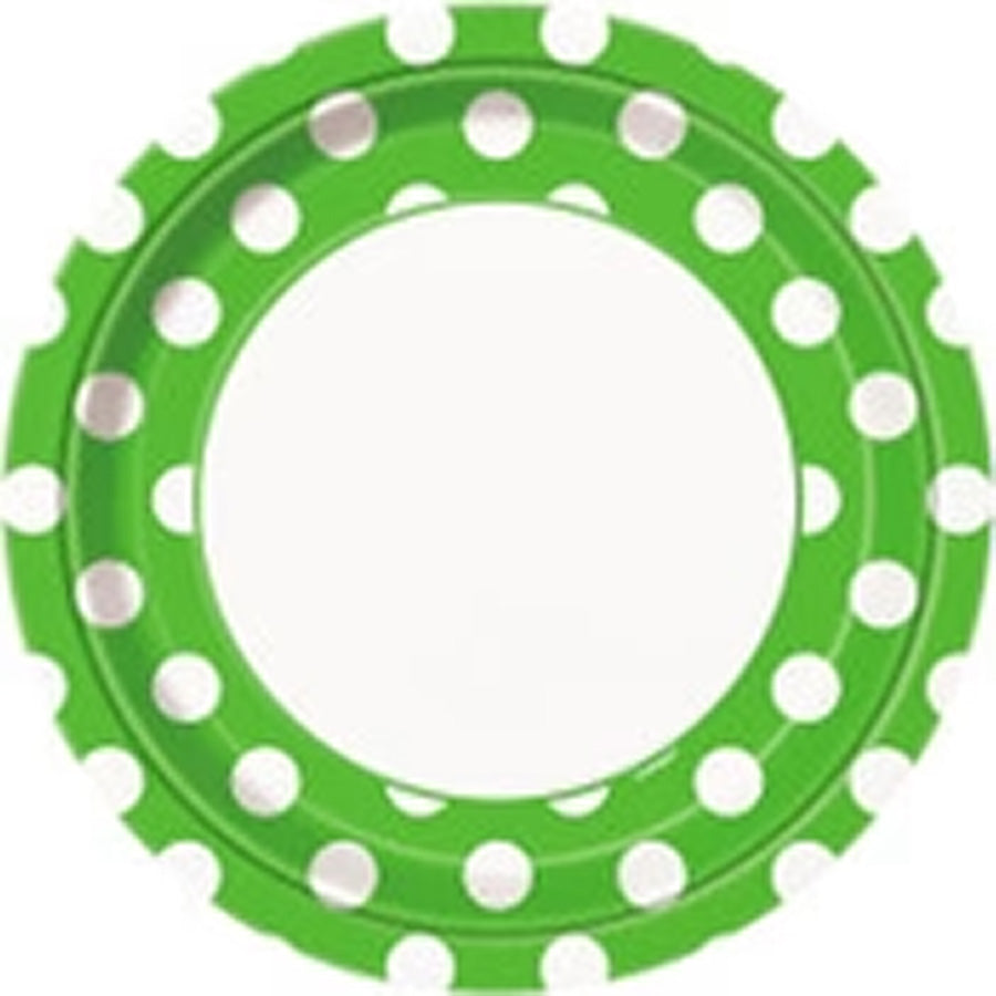 Dots Lime Green 8 x 23cm (9") Paper Plates